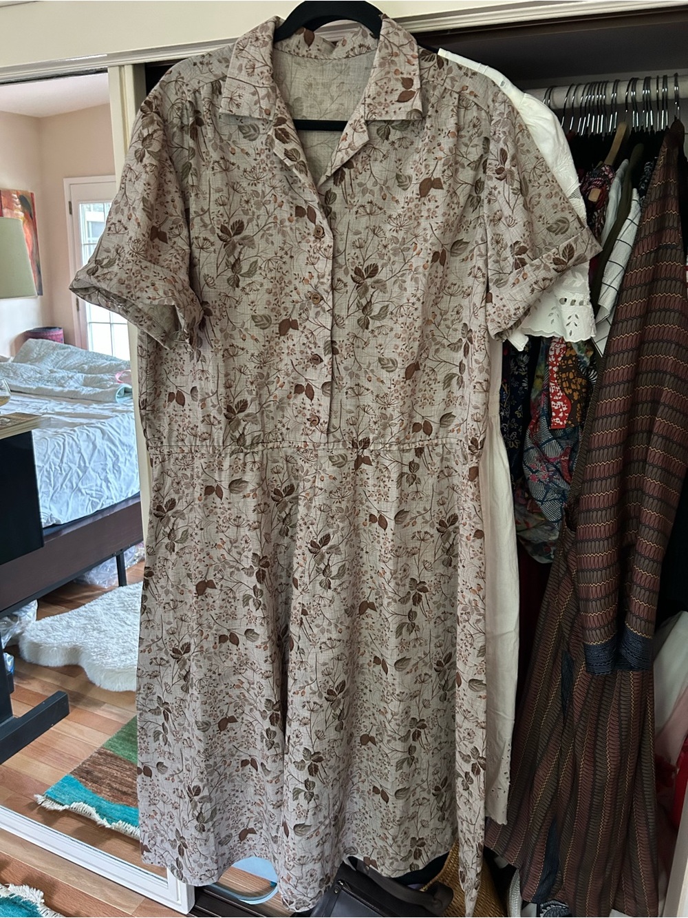 Handmade dress in cute fall print XL